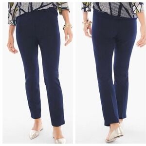 Chico's Juliet‎ Ankle Pants 00 2 Small Pull On Tummy Slimming Stretch Blue